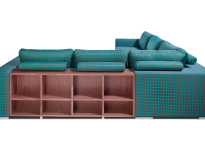 Bancă de colț cu raft pentru living