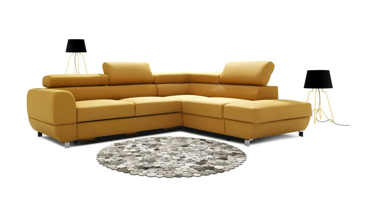 Canapea modernă de colț gri cu mecanism de pat