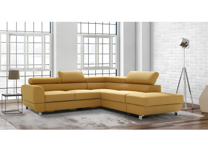 Canapea modernă de colț gri cu mecanism de pat