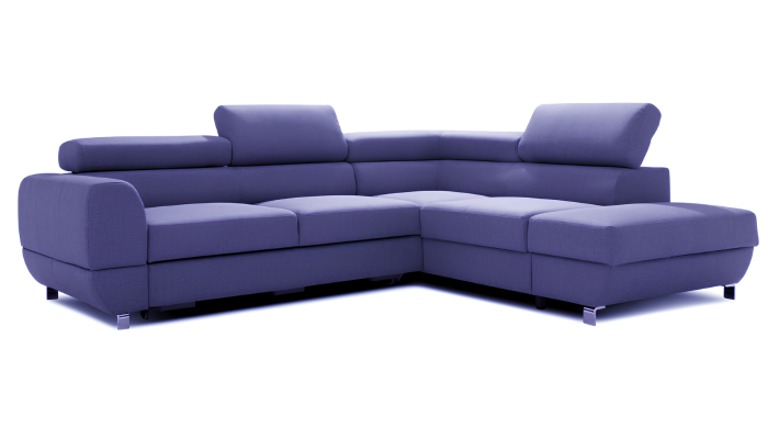 Canapea modernă de colț gri cu mecanism de pat