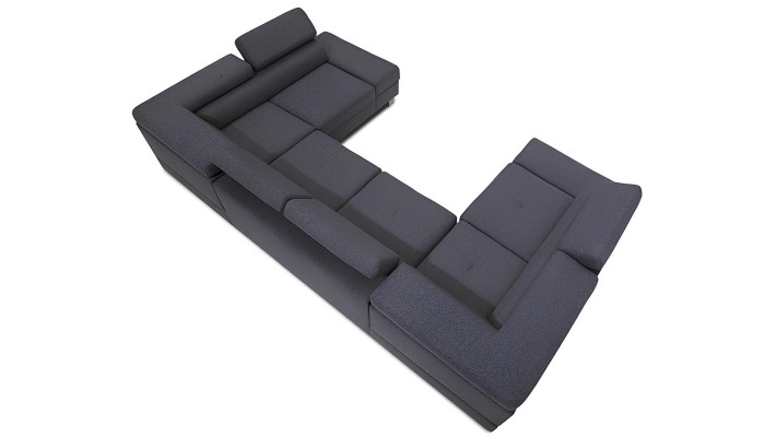 Bancă în formă de U cu funcție de pat și depozitare din țesătură