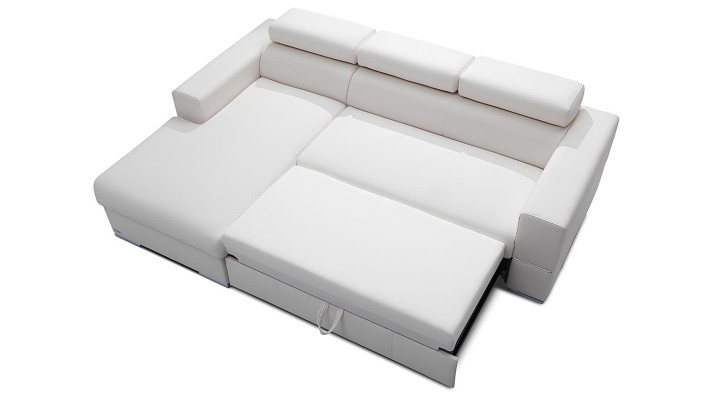 Canapea modernă în formă de L cu funcție de pat și spațiu de depozitare