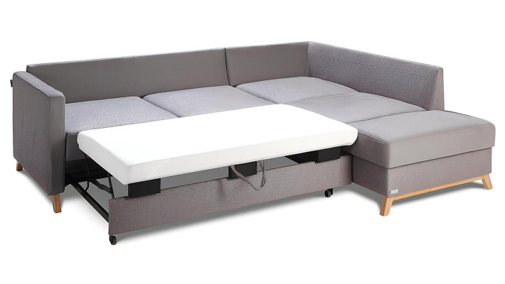 Canapea colțară din țesătură L veida cu funcție de pat, canapea colțară nouă cu spațiu de depozitare pentru lenjerie