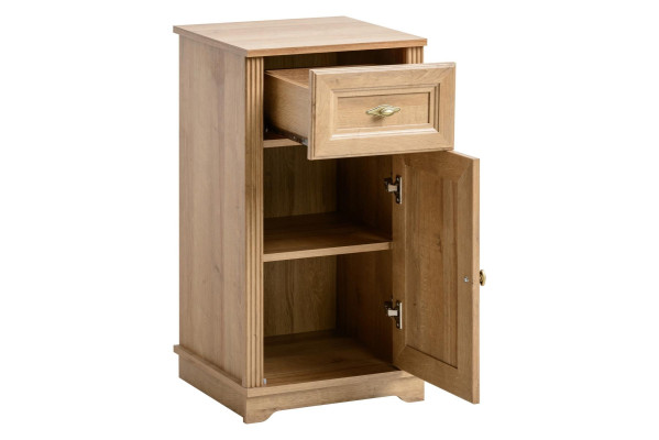 Set de mobilier de baie independent, stejar, dulap de perete