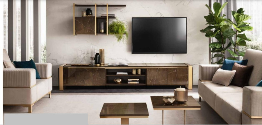 Set de canapea modern 3+1+1 cu scaune tapitate