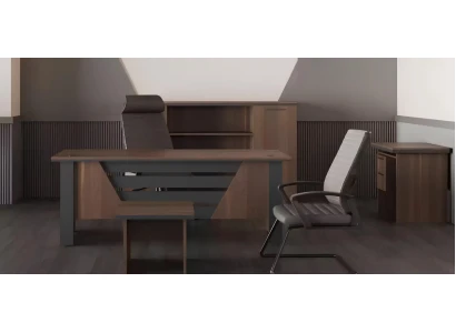 Set de mobilier de birou modern cu masă, rafturi și noptieră