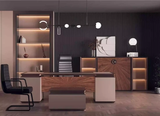 Set de mobilier de birou modern, masă, dulap pentru documente, noptieră