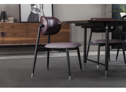 Scaun tapițat de lux, scaun de stil loft, gri, scaun de bucătărie din piele