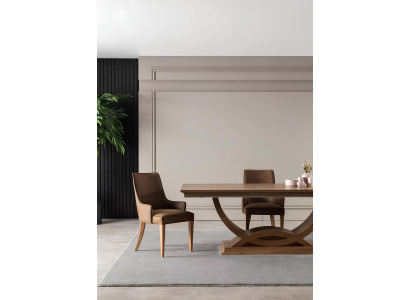 Scaun de lux din piele cu model de piele maro