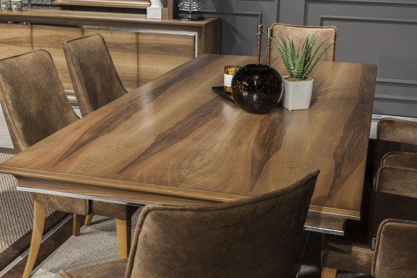 Set de masă de dining de lux cu 4 scaune și bufet ajustabil în 5 părți