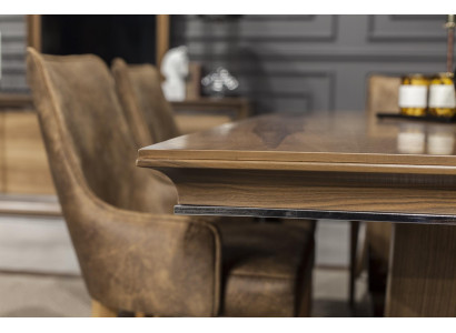 Set de masă de dining de lux cu 4 scaune și bufet ajustabil în 5 părți