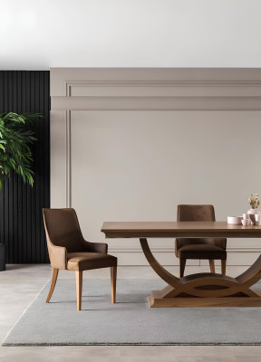 Set de masă de dining de lux cu 4 scaune și bufet ajustabil în 5 părți