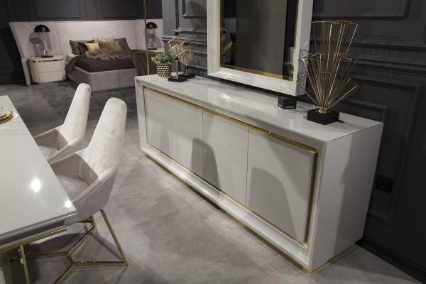 Oglindă de perete modernă și luxoasă cu ramă albă