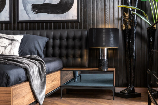 Masă de noapte de lux cu uși din sticlă maro