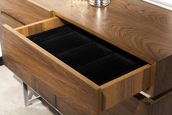 Masă de nopte luxoasă cu oglindă 130 cm, set de 2 piese