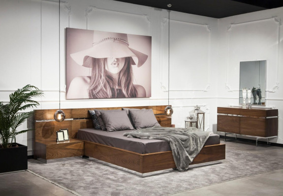 Masă de nopte luxoasă cu oglindă 130 cm, set de 2 piese