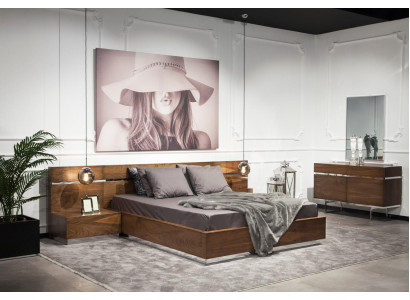 Masă de nopte luxoasă cu oglindă 130 cm, set de 2 piese