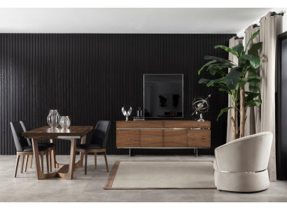 Set de dining de 9 piese cu masă, scaune și mobilier