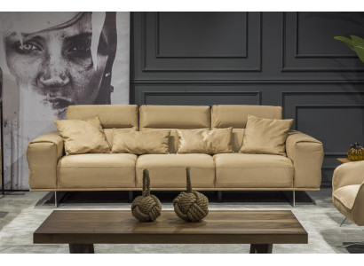 Set de canapea lux bej 3+3+1 + masă de 4 piese