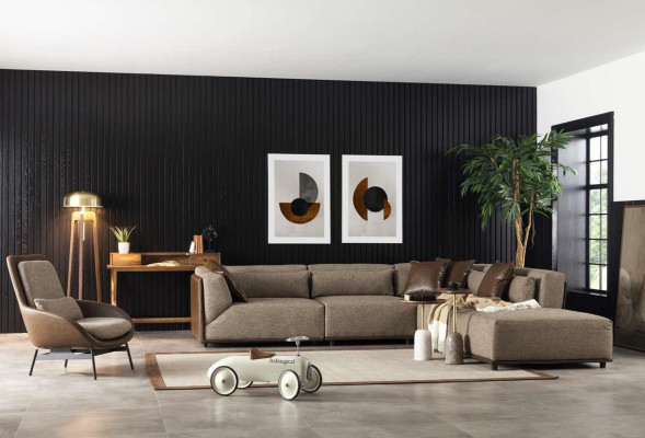 Set de scaune confortabile pentru living, maro, mobilier de living