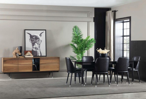 Set de mobilier de bucătărie modern negru 8 piese