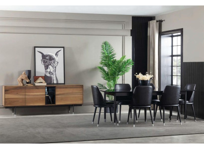 Set de mobilier de bucătărie modern negru 8 piese