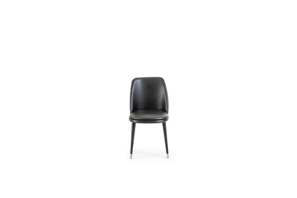 Scaun de piele neagră de lux, scaune moi, mobilier de design pentru living și bucătărie