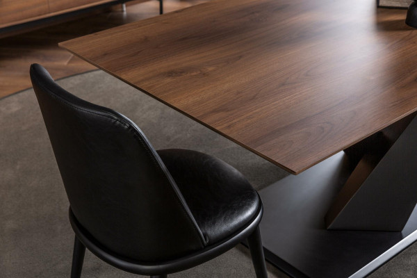 Scaun de piele neagră de lux, scaune moi, mobilier de design pentru living și bucătărie