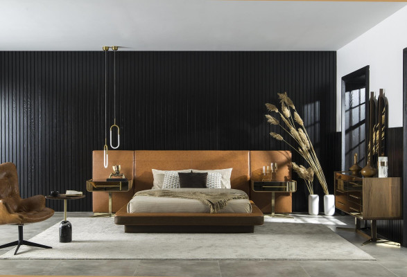 Aspect modern și luxos din piele sintetică, pat confortabil