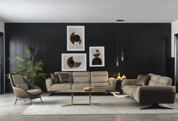 Set de canapea 4+1 cu masă joasă, 3 piese. Set de mobilier moale