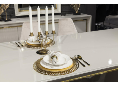 Conjunto de mobilier de masă de dining de lux, masă cu 6 scaune