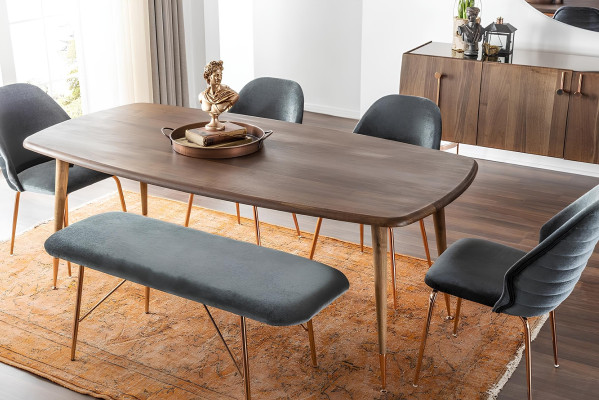 Set de masă de dining de 8 piese cu scaune maro