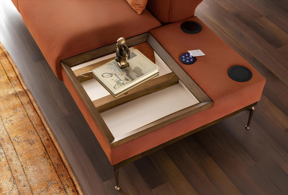 Canapea cu trei locuri din țesătură albastru-portocalie