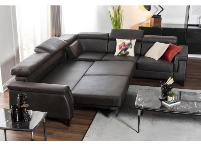 Canapea din piele Mustasta cu funcție de pat