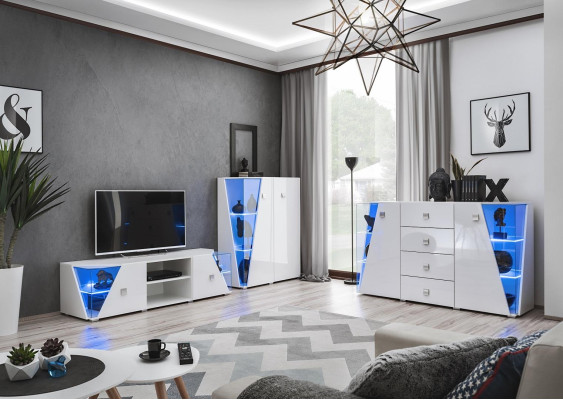 Suport TV modern de lux pentru living, 3 piese
