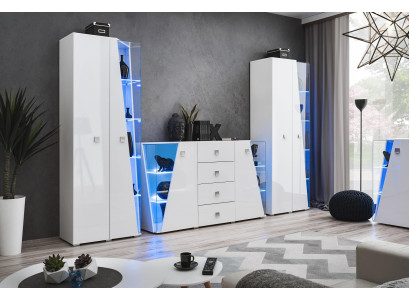 Dulap alb luxos cu 2 vitrine pentru un living modern