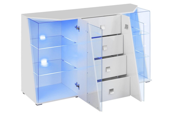 Dulap alb luxos cu 2 vitrine pentru un living modern