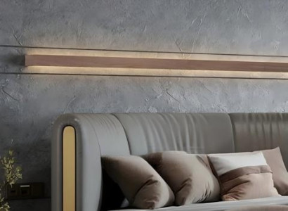 Pat rotund gri-bej cu design modern și exclusiv pentru dormitor