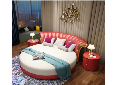 Design modern de pat bej pentru dormitor