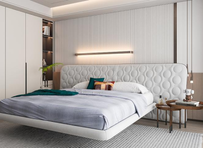 Pat alb modern cu design minimalist și rotunjit