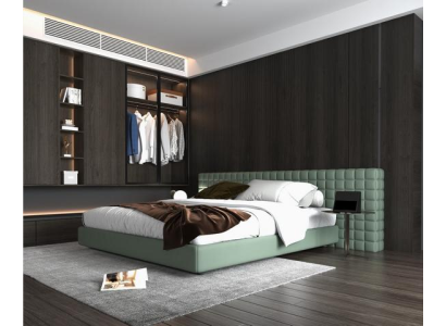 Pat modern cu tăblie tapițată elegantă pentru dormitor