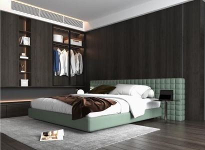 Pat modern cu tăblie tapițată elegantă pentru dormitor