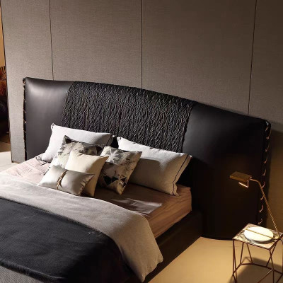 Pat modern negru, tapițat, luxos, exclusiv