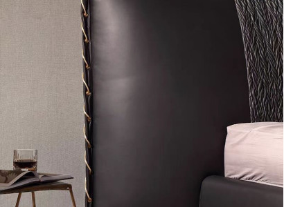 Pat modern negru, tapițat, luxos, exclusiv