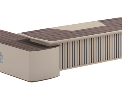 Birou modern bej cu efect de lemn și suprafață mare