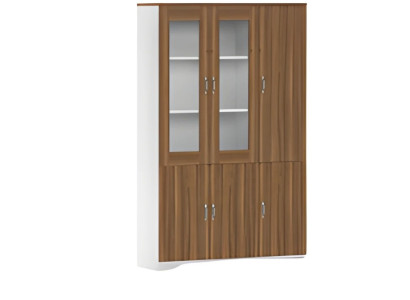 Birou modern cu ecran și spațiu de depozitare elegant