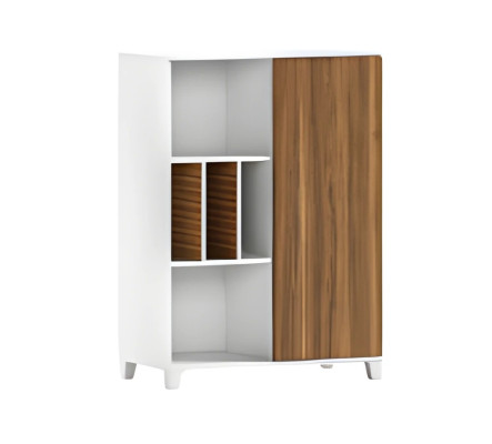 Dulap modern din lemn alb cu rafturi deschise și uși elegante