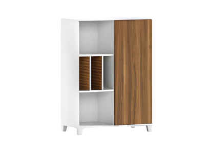 Dulap modern din lemn alb cu rafturi deschise și uși elegante