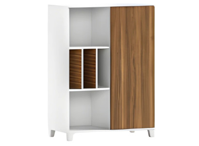 Dulap modern din lemn alb cu rafturi deschise și uși elegante