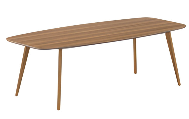 Masă modernă de living cu depozitare și picioare elegante din lemn